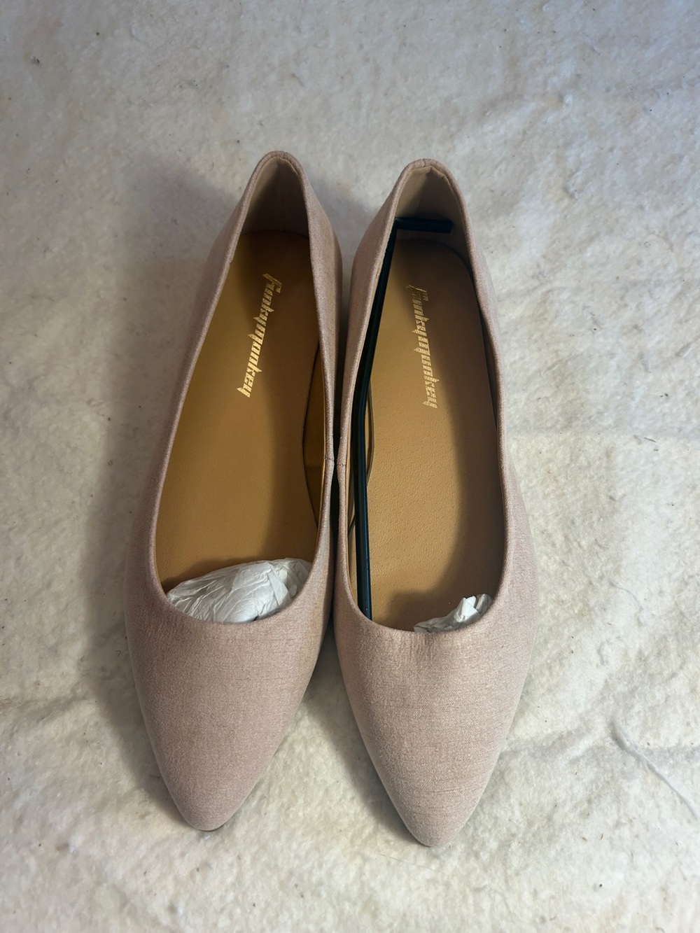 Women's Pointed Toe Ballet Flats Nude, suede
